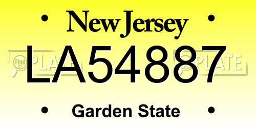 LA54887 New Jersey License Plate