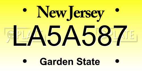 LA5A587 New Jersey License Plate