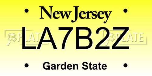 LA7B2Z New Jersey License Plate