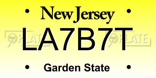 LA7B7T New Jersey License Plate