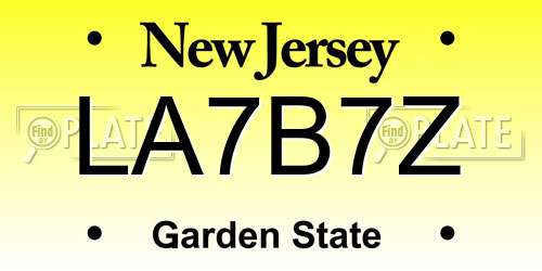 LA7B7Z New Jersey License Plate