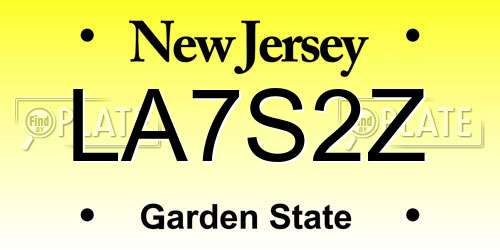 LA7S2Z New Jersey License Plate