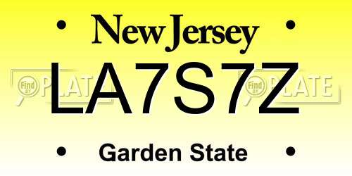 LA7S7Z New Jersey License Plate