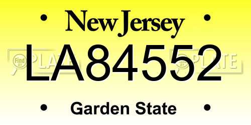 LA84552 New Jersey License Plate