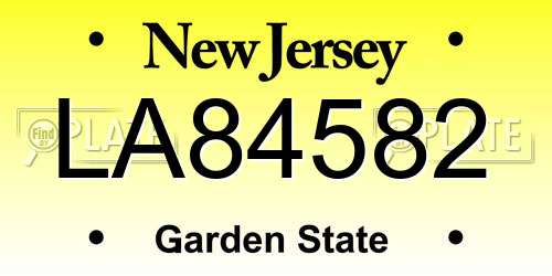 LA84582 New Jersey License Plate