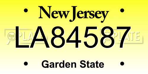 LA84587 New Jersey License Plate