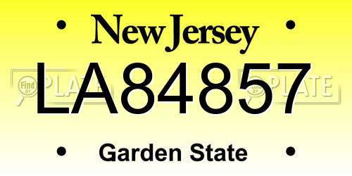 LA84857 New Jersey License Plate