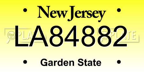 LA84882 New Jersey License Plate