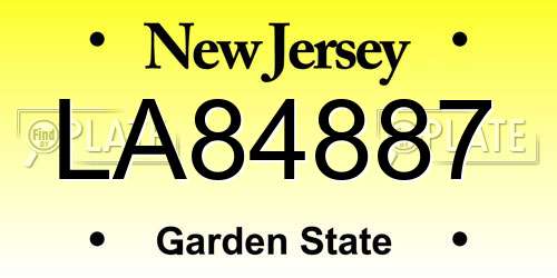 LA84887 New Jersey License Plate