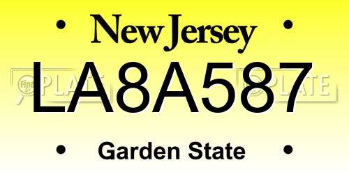 LA8A587 New Jersey License Plate