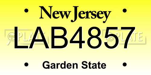 LAB4857 New Jersey License Plate