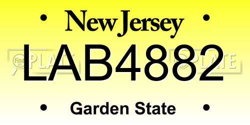 LAB4882 New Jersey License Plate