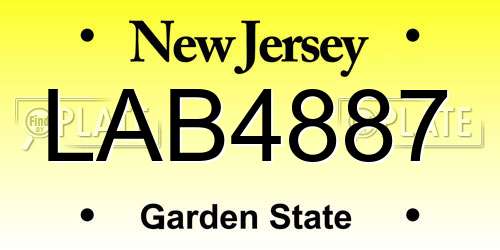 LAB4887 New Jersey License Plate