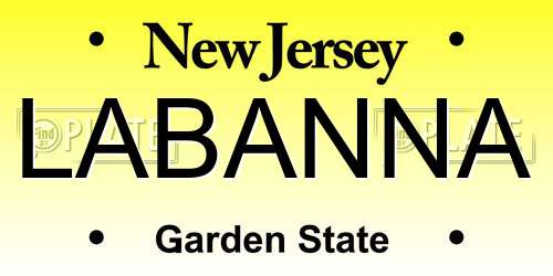LABANNA New Jersey License Plate