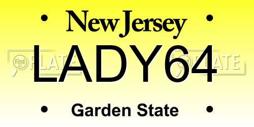 LADY64 New Jersey License Plate