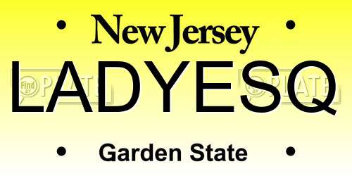 LADYESQ New Jersey License Plate