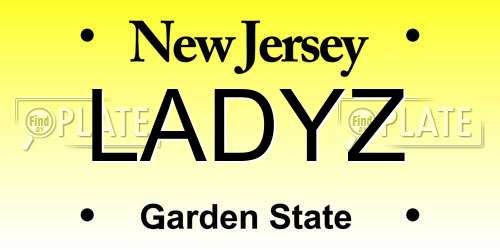 LADYZ New Jersey License Plate