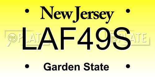 LAF49S New Jersey License Plate