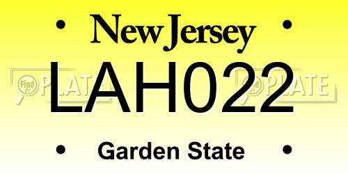LAH022 New Jersey License Plate