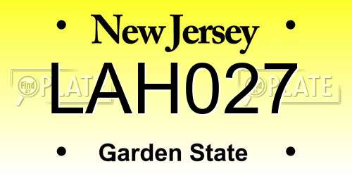 LAH027 New Jersey License Plate