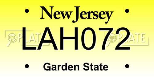 LAH072 New Jersey License Plate