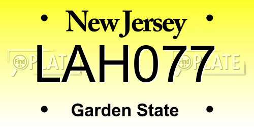 LAH077 New Jersey License Plate