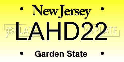 LAHD22 New Jersey License Plate