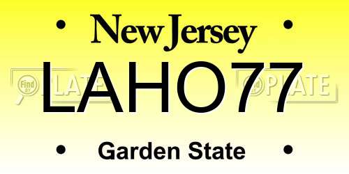 LAHO77 New Jersey License Plate