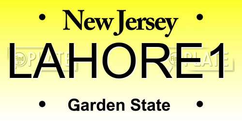 LAHORE1 New Jersey License Plate