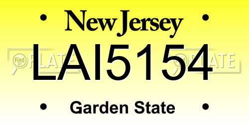 LAI5154 New Jersey License Plate