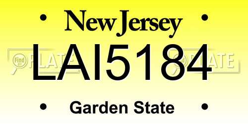 LAI5184 New Jersey License Plate