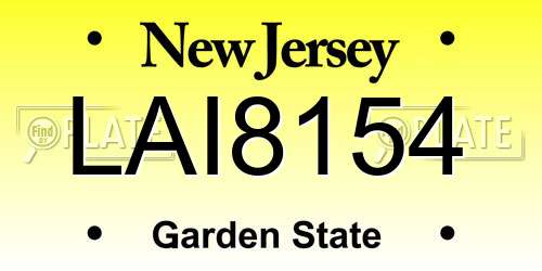 LAI8154 New Jersey License Plate