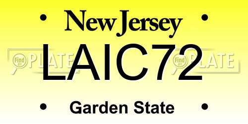 LAIC72 New Jersey License Plate