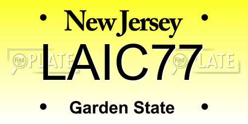 LAIC77 New Jersey License Plate