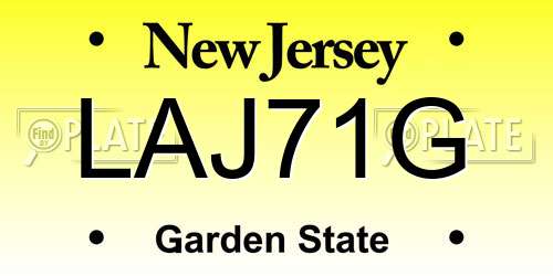 LAJ71G New Jersey License Plate