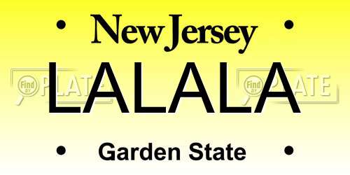 LALALA New Jersey License Plate