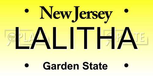 LALITHA New Jersey License Plate