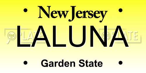 LALUNA New Jersey License Plate