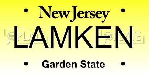 LAMKEN New Jersey License Plate