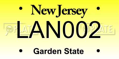 LAN002 New Jersey License Plate