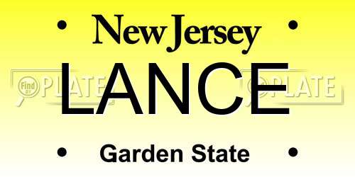 LANCE New Jersey License Plate