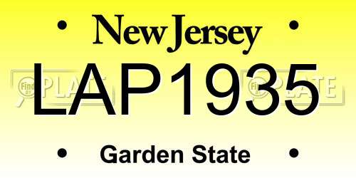 LAP1935 New Jersey License Plate
