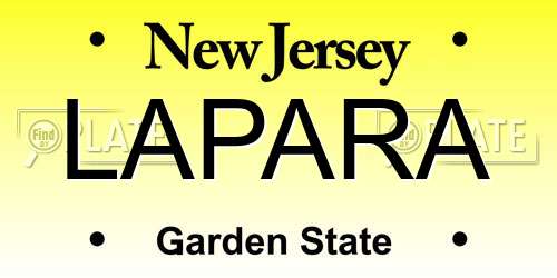LAPARA New Jersey License Plate