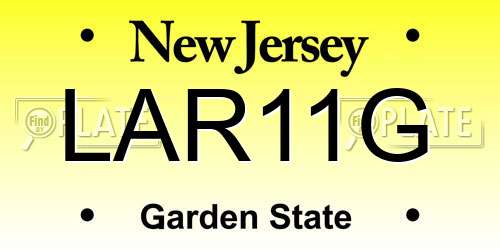 LAR11G New Jersey License Plate