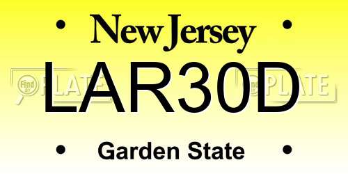 LAR30D New Jersey License Plate
