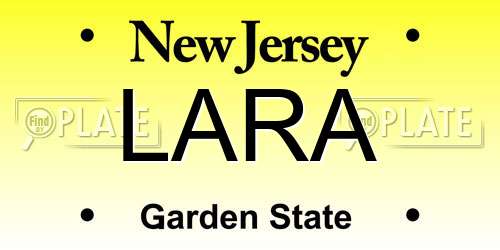 LARA New Jersey License Plate