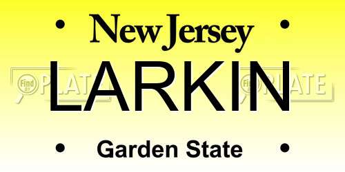 LARKIN New Jersey License Plate