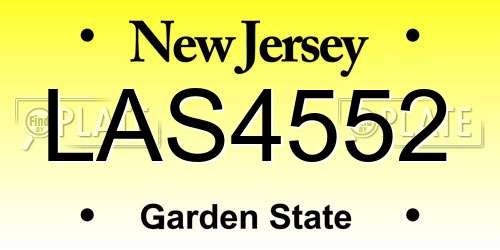 LAS4552 New Jersey License Plate