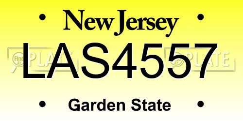 LAS4557 New Jersey License Plate