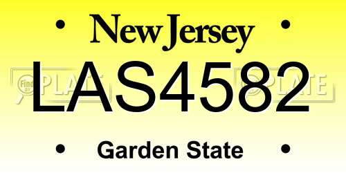 LAS4582 New Jersey License Plate